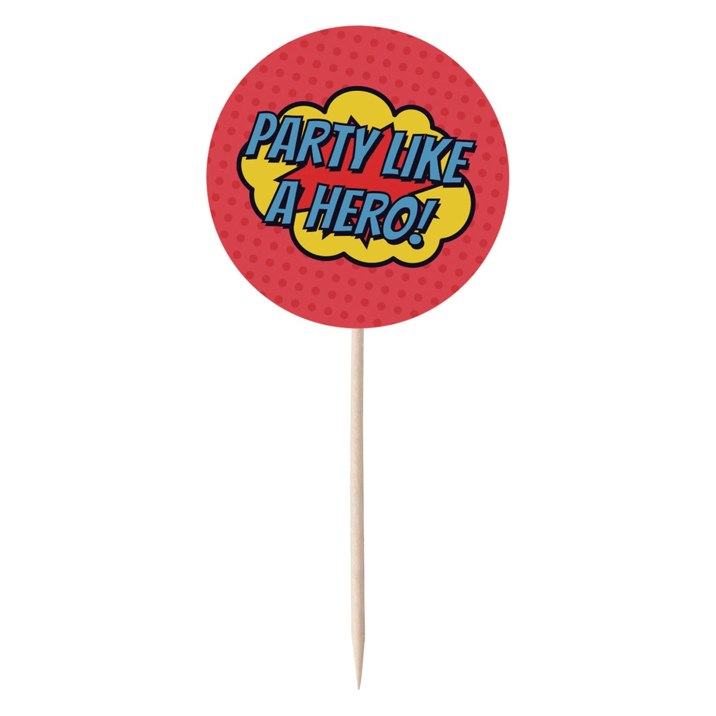 Superhero Comic Book Cupcake Toppers Set - 24pc - Birthday Celebration Cupcake & Cake Decorations