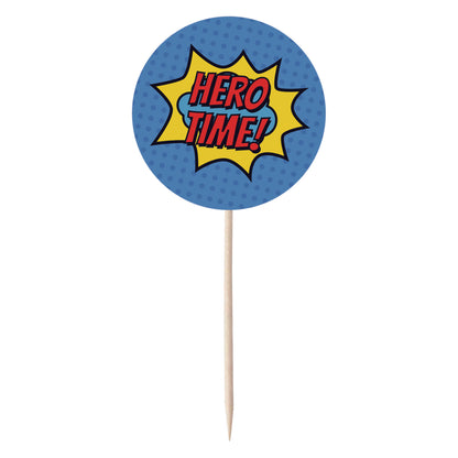 Superhero Comic Book Cupcake Toppers Set - 24pc - Birthday Celebration Cupcake & Cake Decorations