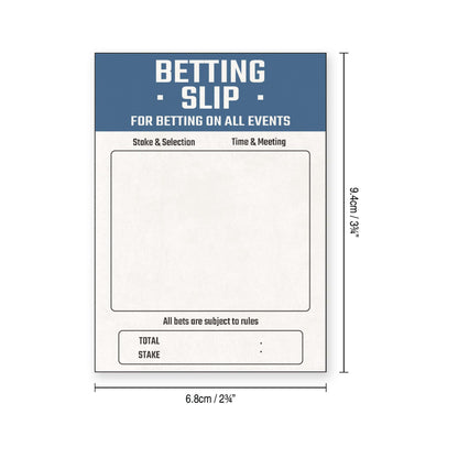 Edible Wafer Decorations, Fake Betting Slips design for cake decorations, showing dimensions of 9.4cm x 6.8cm.
