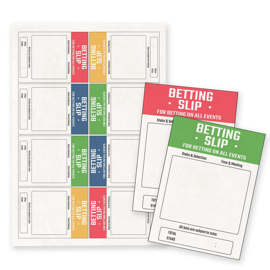 Set of 8 edible wafer paper fake betting slips for cake decorations, printed with edible inks on high-quality sheet.