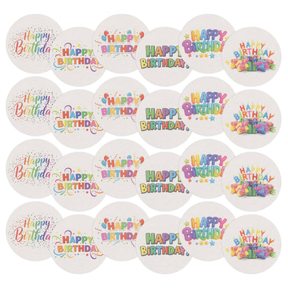 24 x Happy Birthday Edible Wafer Cupcake Toppers – Pre-Cut 3.8cm Birthday Cake Decorations – Thick Wafer Paper – Colourful Cupcake Toppers for Kids & Adults