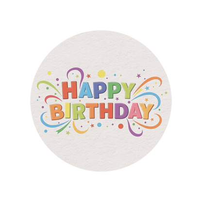 24 x Happy Birthday Edible Wafer Cupcake Toppers – Pre-Cut 3.8cm Birthday Cake Decorations – Thick Wafer Paper – Colourful Cupcake Toppers for Kids & Adults