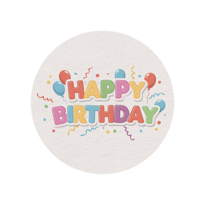 24 x Happy Birthday Edible Wafer Cupcake Toppers – Pre-Cut 3.8cm Birthday Cake Decorations – Thick Wafer Paper – Colourful Cupcake Toppers for Kids & Adults