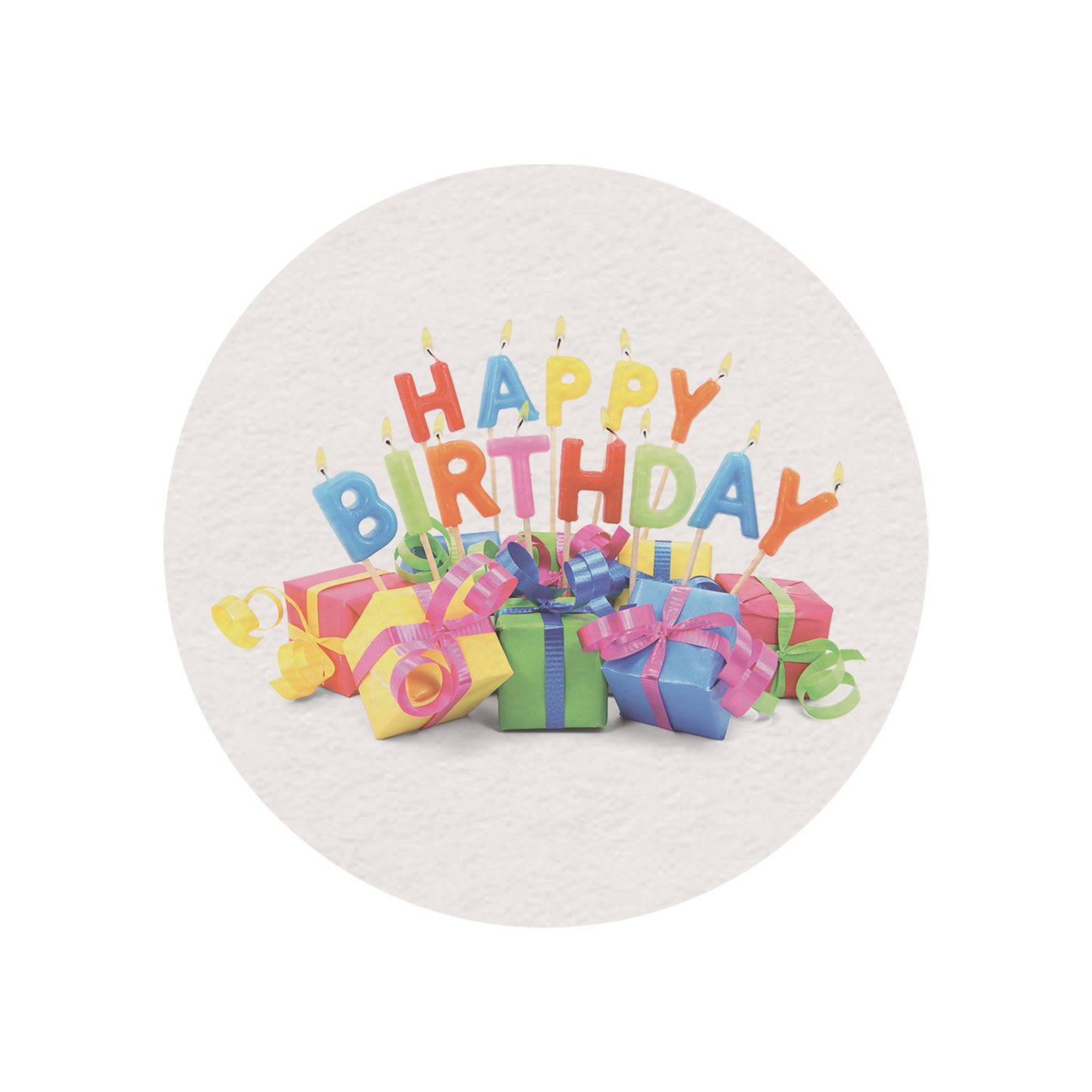 24 x Happy Birthday Edible Wafer Cupcake Toppers – Pre-Cut 3.8cm Birthday Cake Decorations – Thick Wafer Paper – Colourful Cupcake Toppers for Kids & Adults