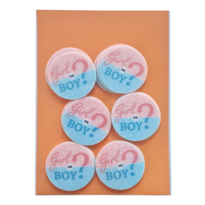24 x Girl or Boy? Baby Shower Edible Wafer Cupcake Toppers – Pre-Cut 3.8cm Football Cake Decorations – Thick Wafer Paper – Gender Reveal Cakes & Cupcakes