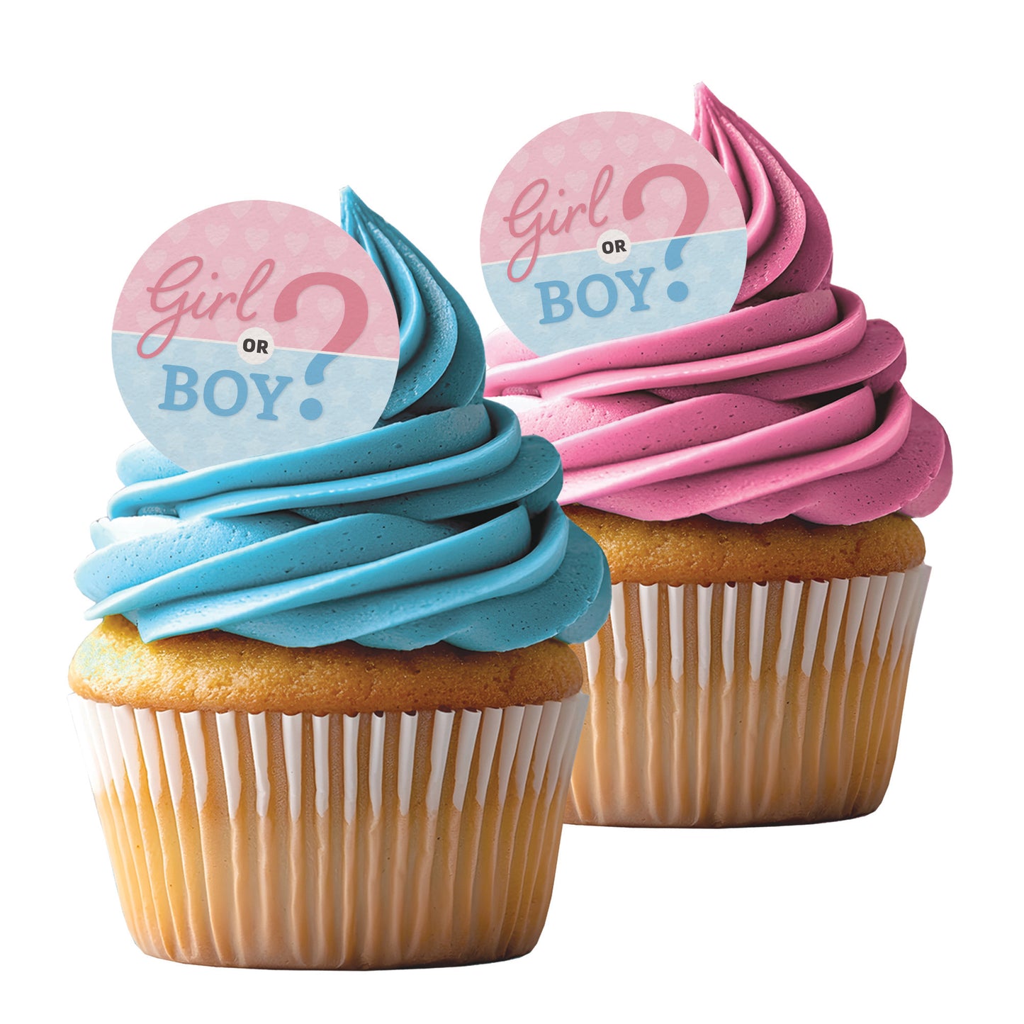 24 x Girl or Boy? Baby Shower Edible Wafer Cupcake Toppers – Pre-Cut 3.8cm Football Cake Decorations – Thick Wafer Paper – Gender Reveal Cakes & Cupcakes