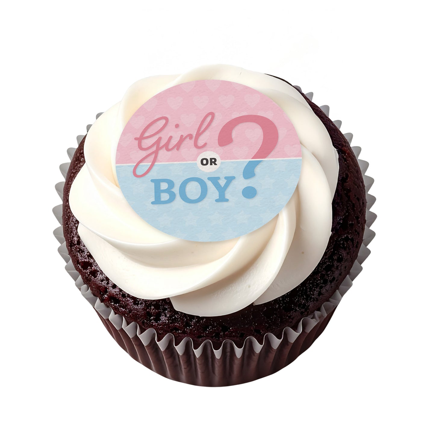 24 x Girl or Boy? Baby Shower Edible Wafer Cupcake Toppers – Pre-Cut 3.8cm Football Cake Decorations – Thick Wafer Paper – Gender Reveal Cakes & Cupcakes