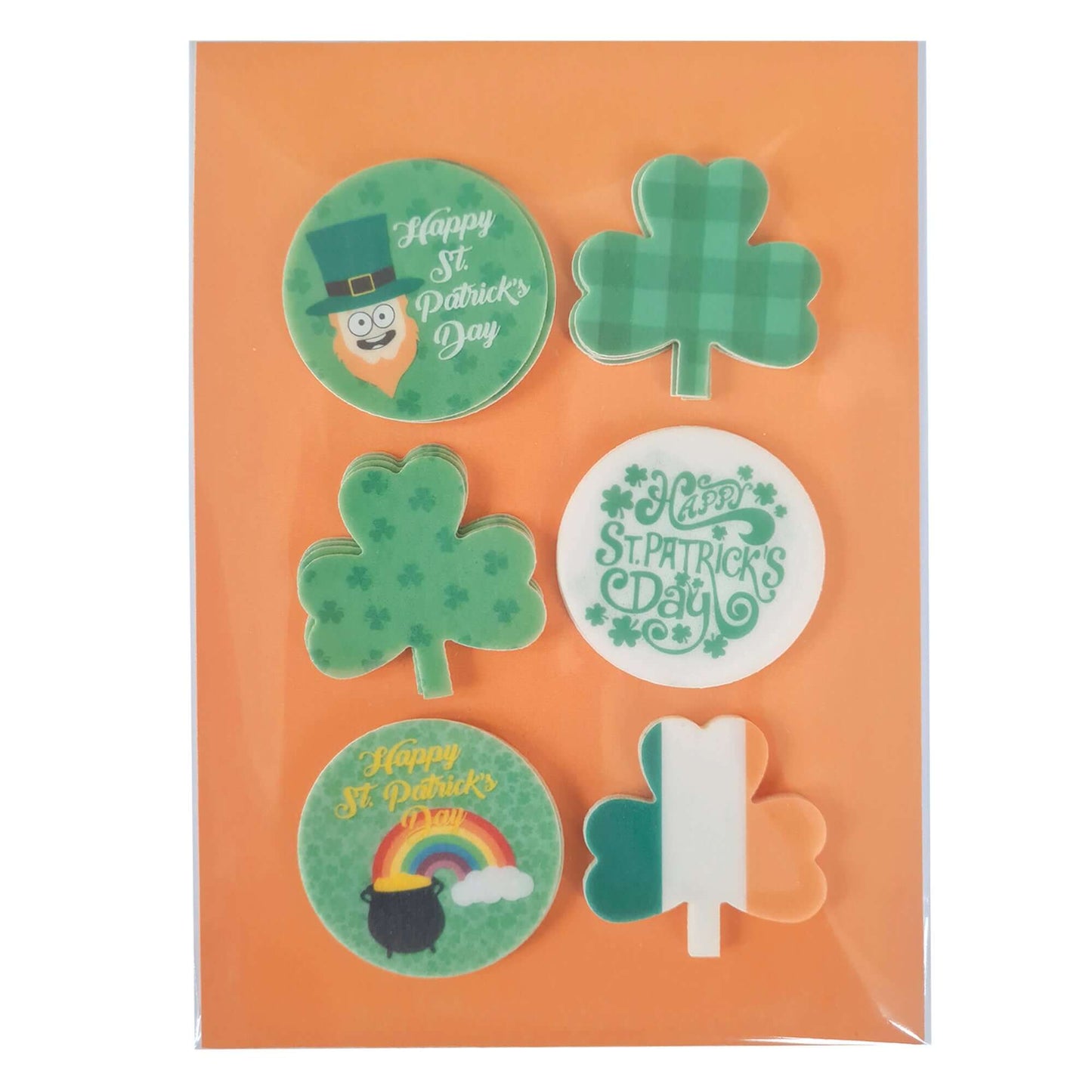 24 x St. Patrick's Day Edible Wafer Cupcake Toppers – Pre-Cut 3.8cm Cake Decorations – Thick Wafer Paper – Ideal for Cakes & Cupcakes