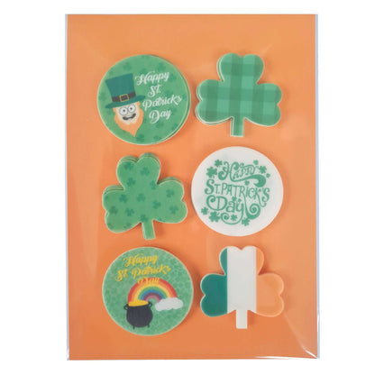 24 x St. Patrick's Day Edible Wafer Cupcake Toppers – Pre-Cut 3.8cm Cake Decorations – Thick Wafer Paper – Ideal for Cakes & Cupcakes