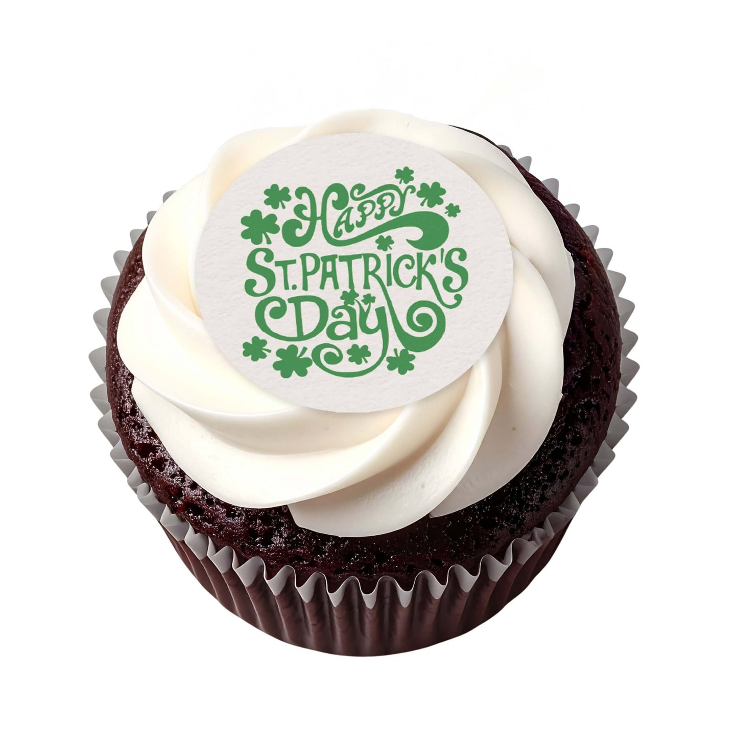 24 x St. Patrick's Day Edible Wafer Cupcake Toppers – Pre-Cut 3.8cm Cake Decorations – Thick Wafer Paper – Ideal for Cakes & Cupcakes