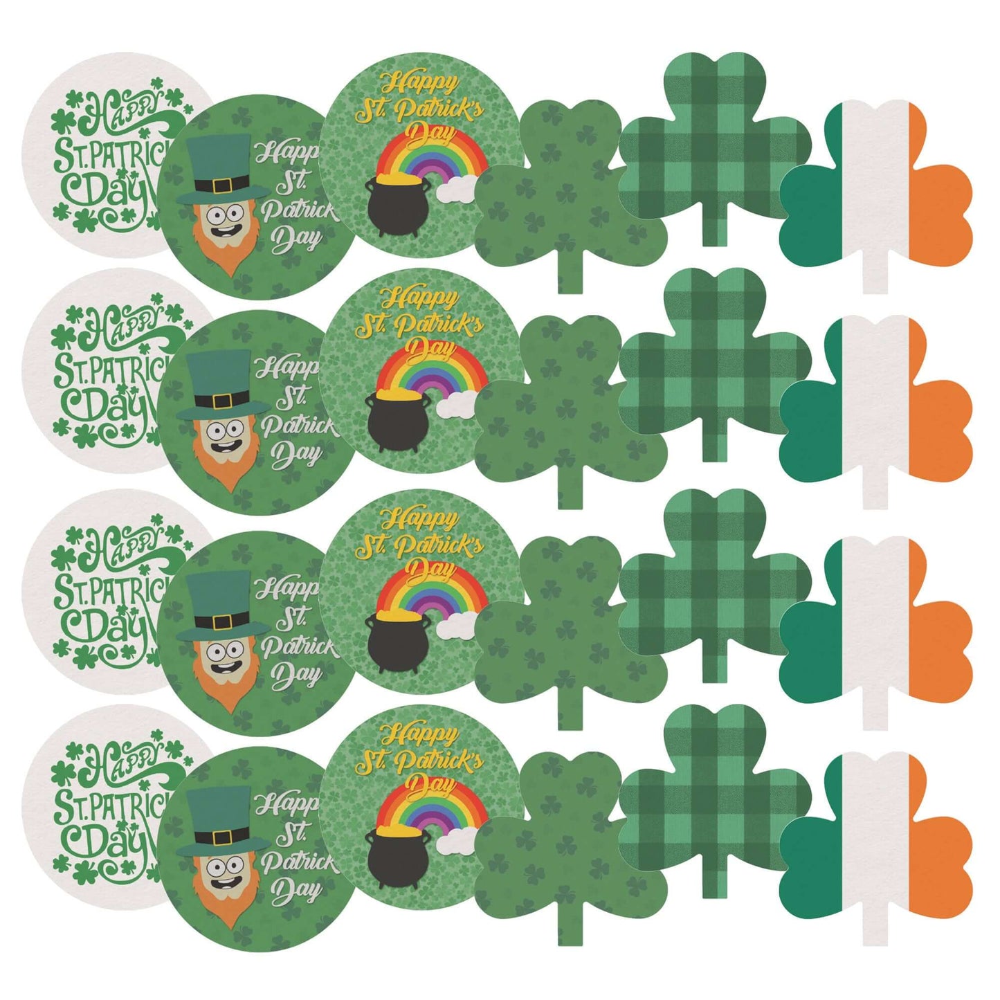 24 x St. Patrick's Day Edible Wafer Cupcake Toppers – Pre-Cut 3.8cm Cake Decorations – Thick Wafer Paper – Ideal for Cakes & Cupcakes