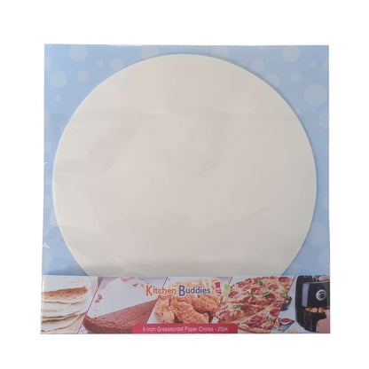 9-inch greaseproof parchment circles for baking, perfect for lining cake tins and preventing food sticking.