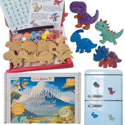 Kitchen Buddies Dinosaur Kids Painting Set 4+ - Fridge Magnets - 8 Shapes