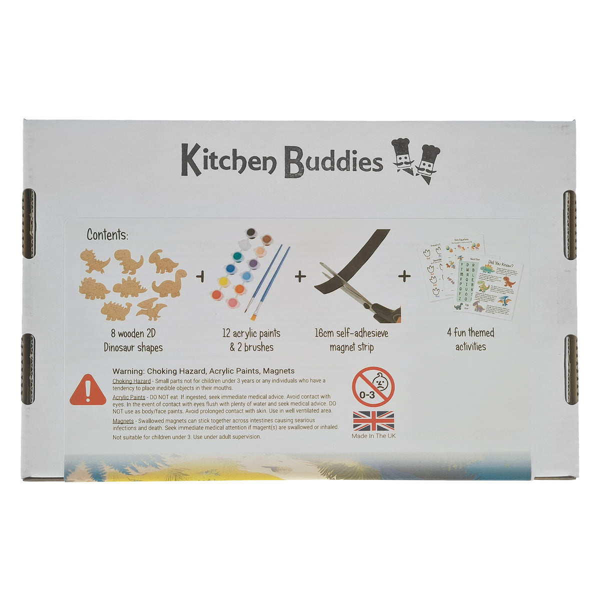 Kitchen Buddies Dinosaur Kids Painting Set 4+ - Fridge Magnets - 8 Shapes