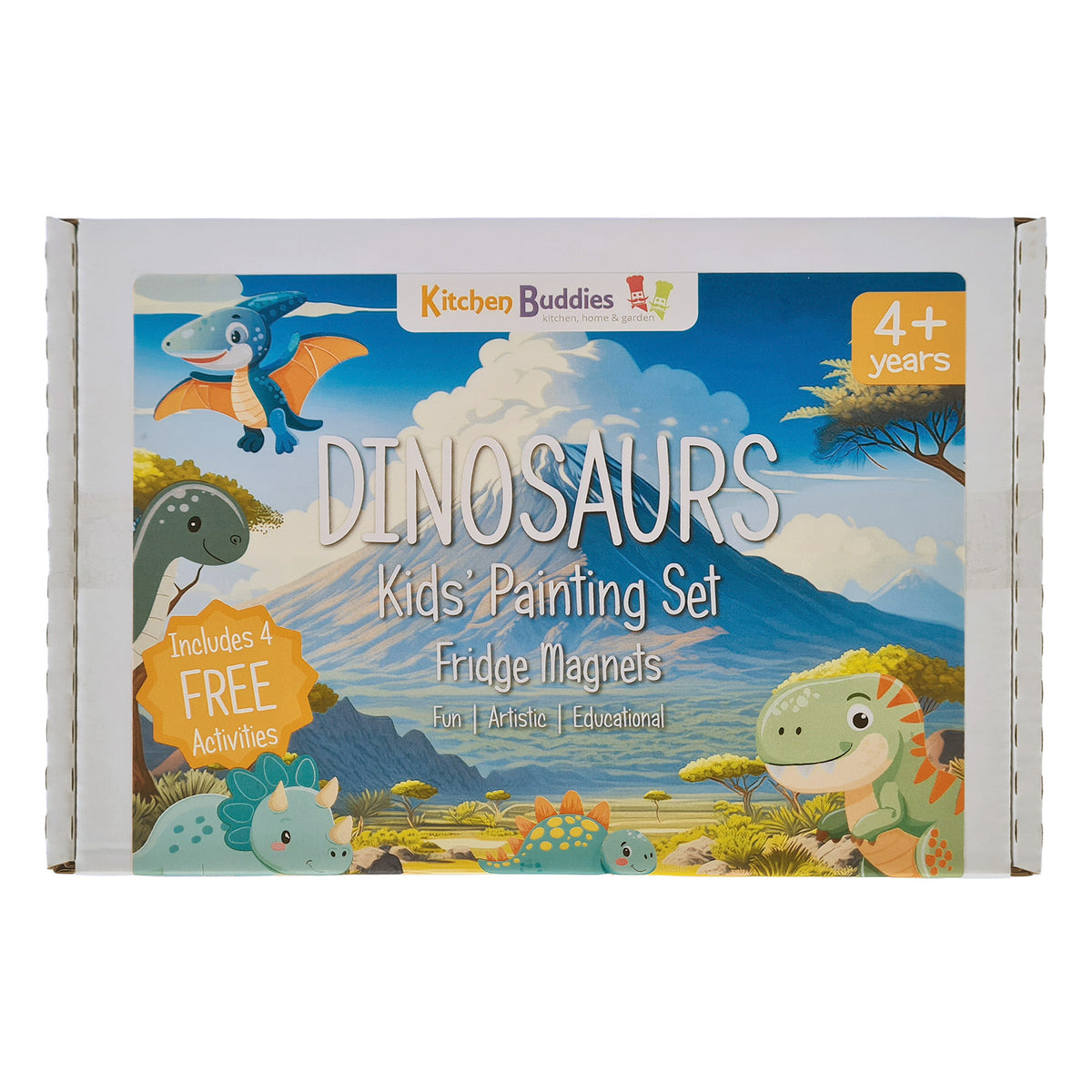 Kitchen Buddies Dinosaur Kids Painting Set 4+ - Fridge Magnets - 8 Shapes