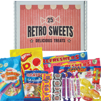 Retro Sweets Gift Box with 25 Pieces of Letterbox-Friendly British Candy