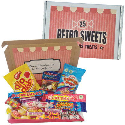 Retro Sweets Gift Box with 25 Pieces of Letterbox-Friendly British Candy