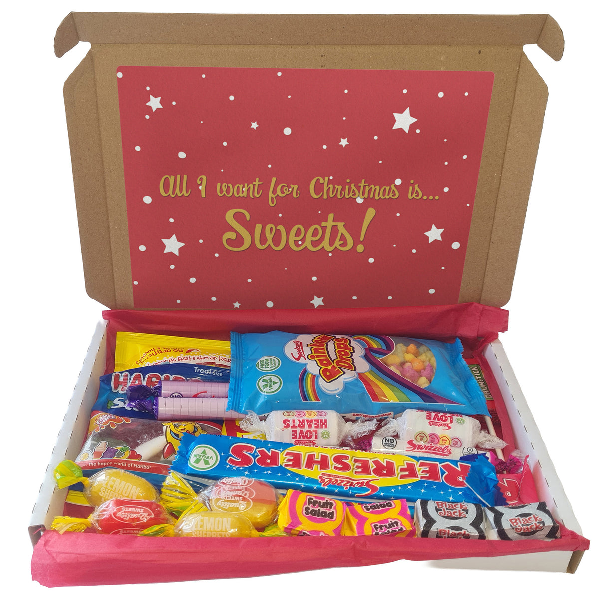 Christmas Retro Sweets Gift Box 25pc, Letterbox Candy Hamper