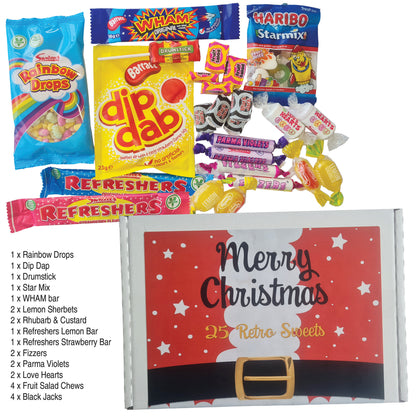 Christmas Retro Sweets Gift Box 25pc, Letterbox Candy Hamper