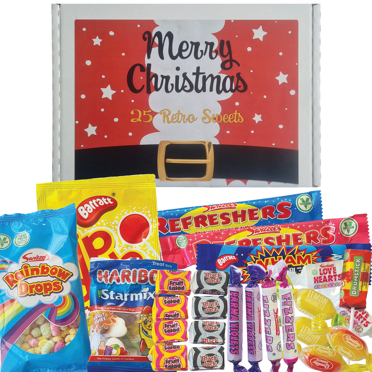 Christmas Retro Sweets Gift Box 25pc, Letterbox Candy Hamper