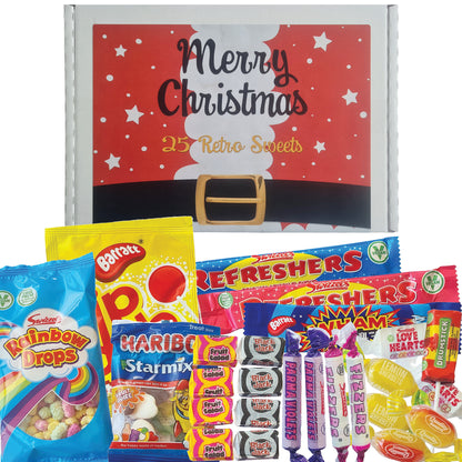 Christmas Retro Sweets Gift Box 25pc, Letterbox Candy Hamper