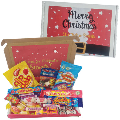 Christmas Retro Sweets Gift Box 25pc, Letterbox Candy Hamper