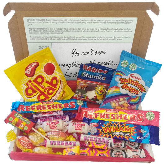 Prescription Retro Sweets Gift Box 25pc, Letterbox Candy Hamper