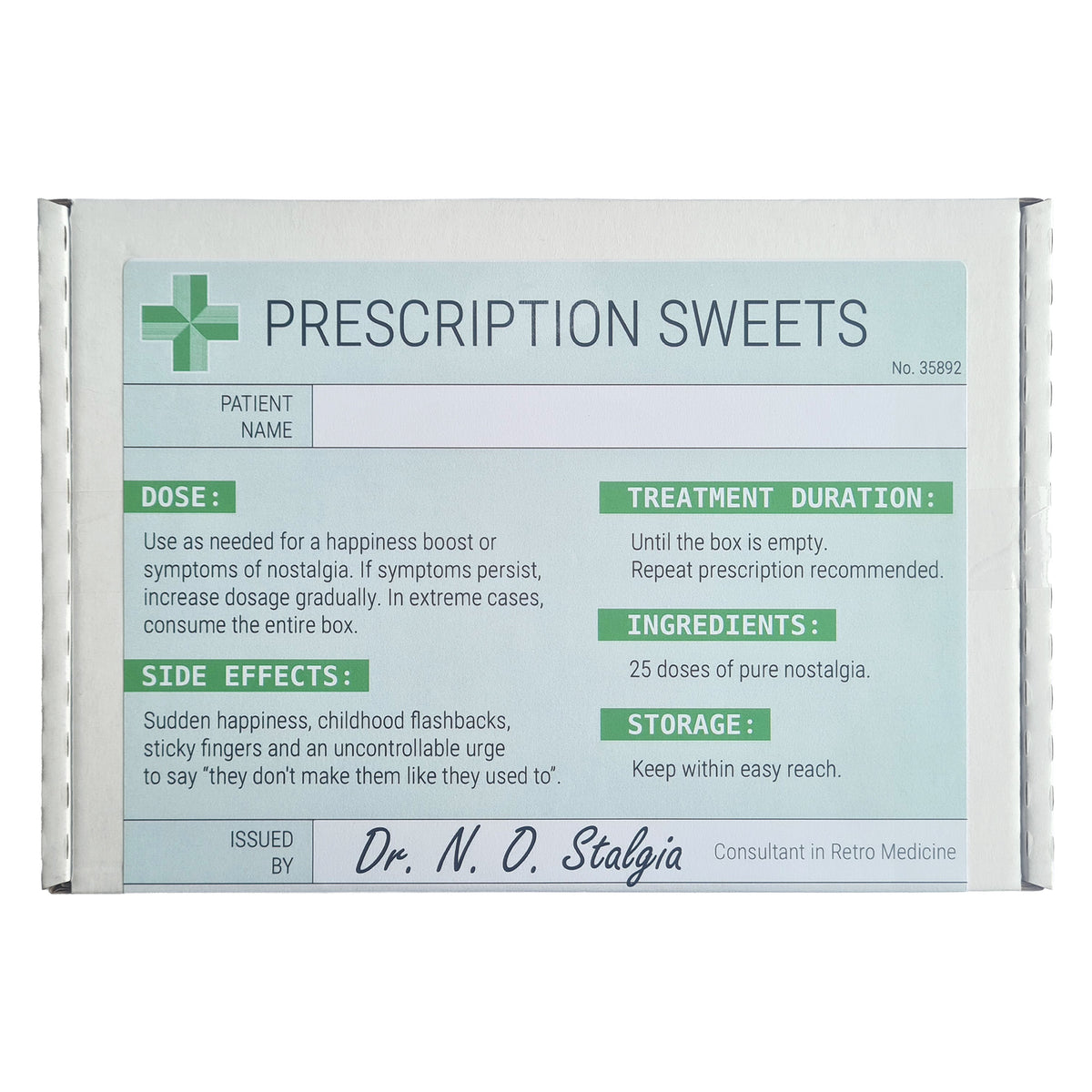 Prescription Retro Sweets Gift Box 25pc, Letterbox Candy Hamper