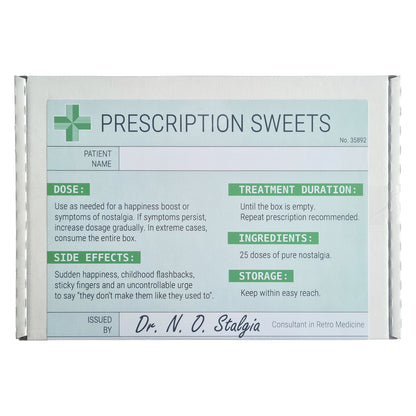 Prescription Retro Sweets Gift Box 25pc, Letterbox Candy Hamper