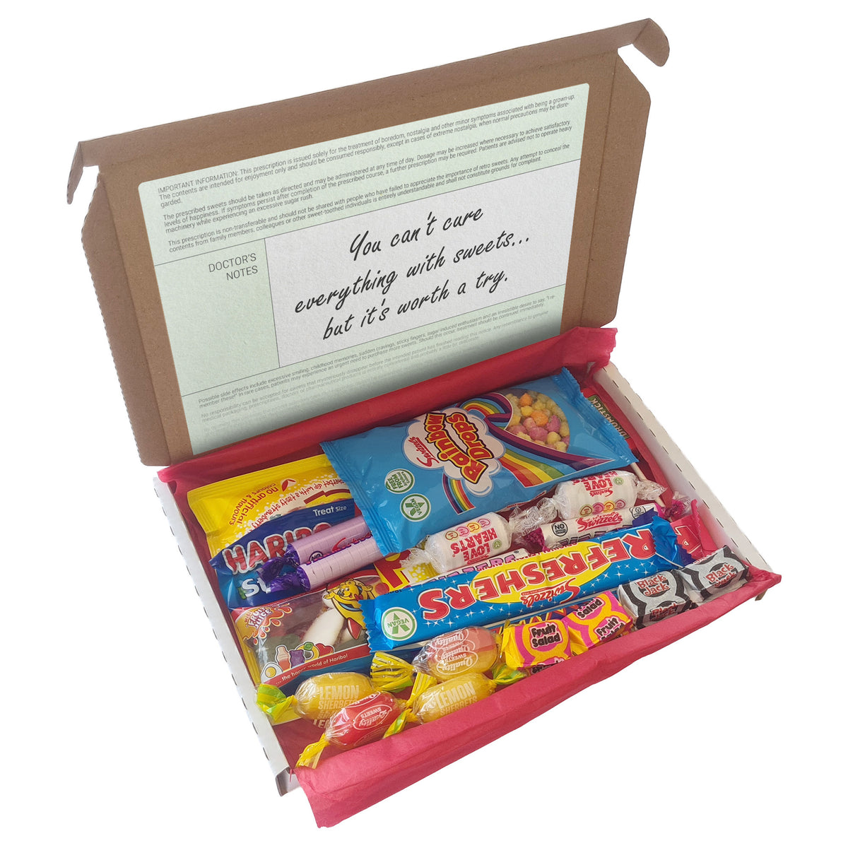 Prescription Retro Sweets Gift Box 25pc, Letterbox Candy Hamper