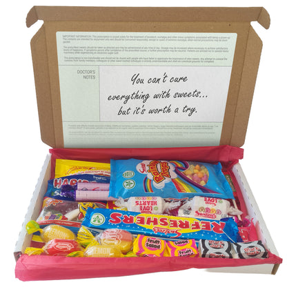 Prescription Retro Sweets Gift Box 25pc, Letterbox Candy Hamper