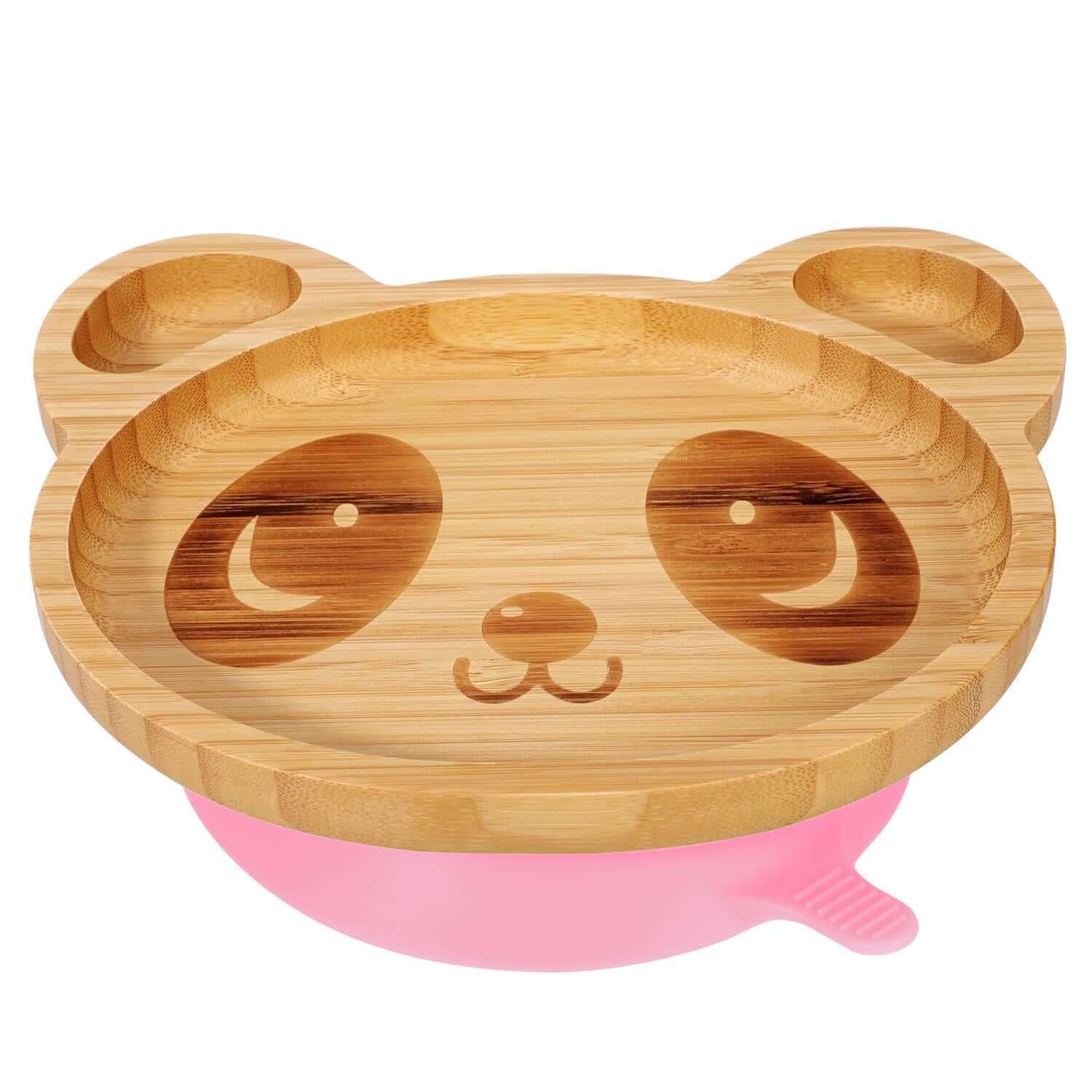 Vinsani Bamboo Panda Plate with suction base, child-friendly design, perfect for fun meal serving.