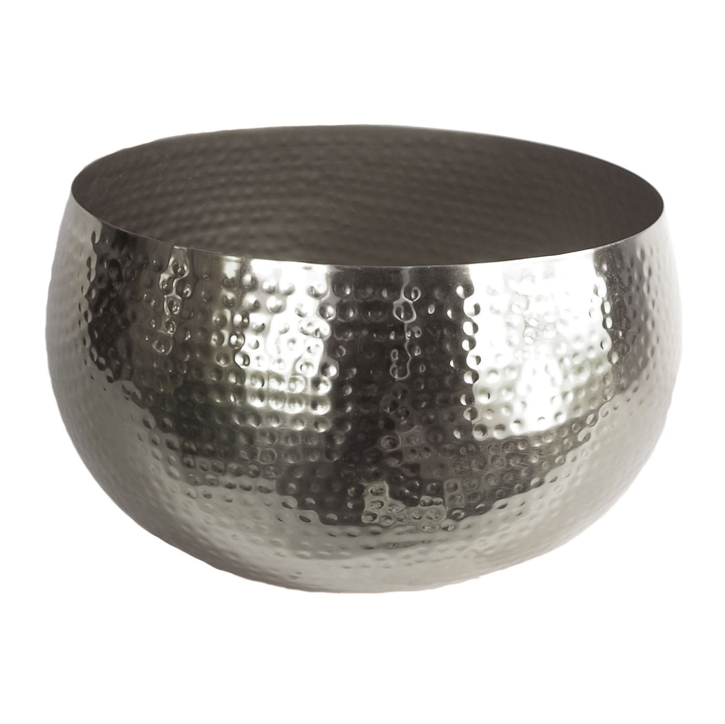 Large Metal Planter Bowl 32 x 20cm Hammered Silver Colour - Straight Edge
