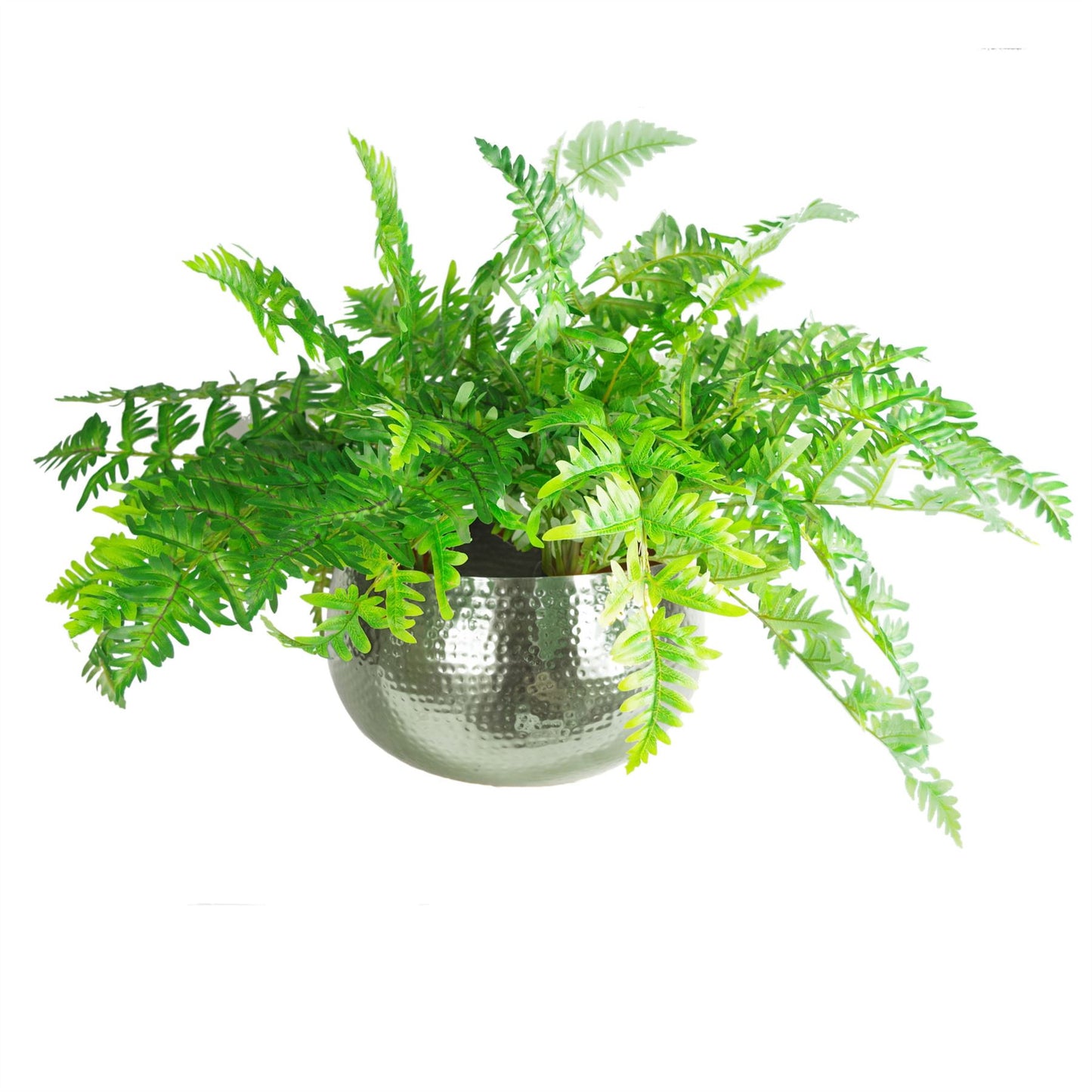 Large Metal Planter Bowl 32 x 20cm Hammered Silver Colour - Straight Edge