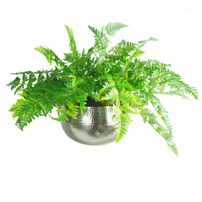 Large Metal Planter Bowl 32 x 20cm Hammered Silver Colour - Straight Edge