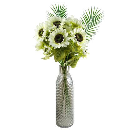 50cm Smoke Grey Diamond Cut Design Tall Glass Vase