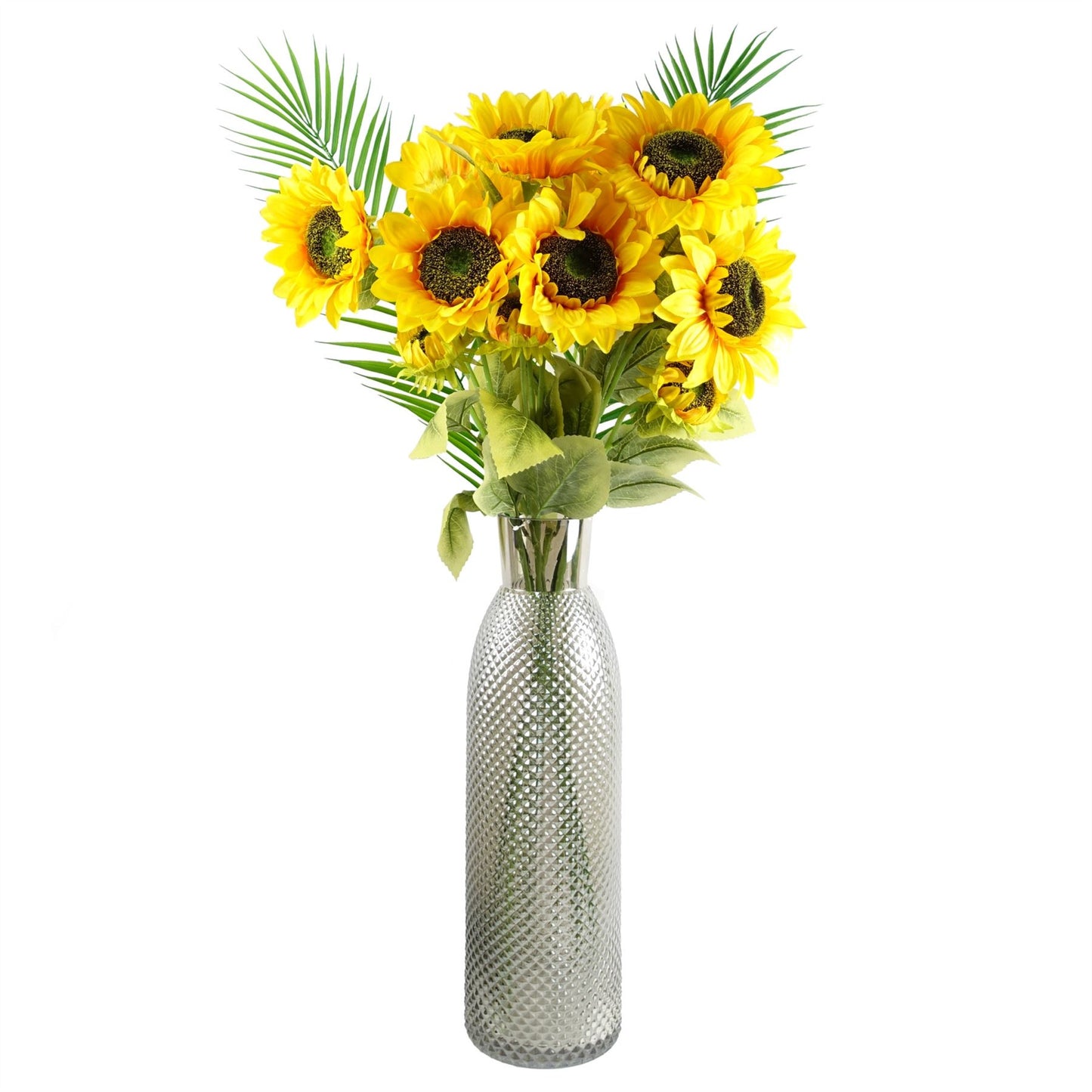 50cm Smoke Grey Diamond Cut Design Tall Glass Vase