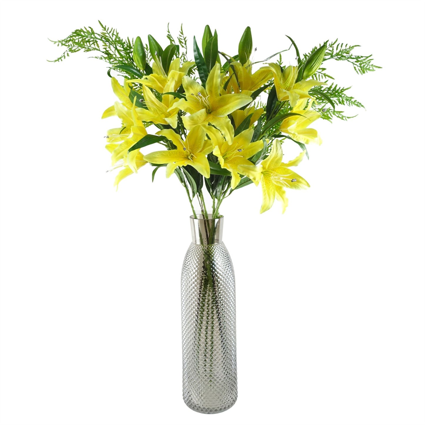 50cm Smoke Grey Diamond Cut Design Tall Glass Vase