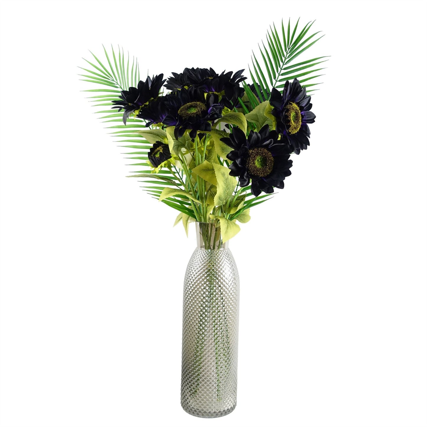 50cm Smoke Grey Diamond Cut Design Tall Glass Vase