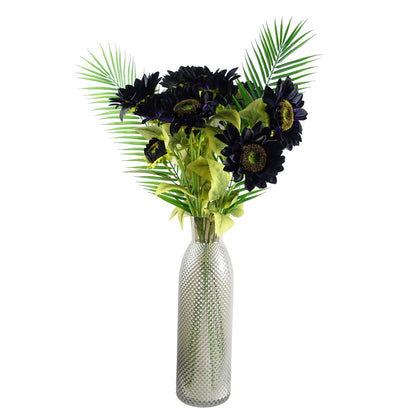 50cm Smoke Grey Diamond Cut Design Tall Glass Vase