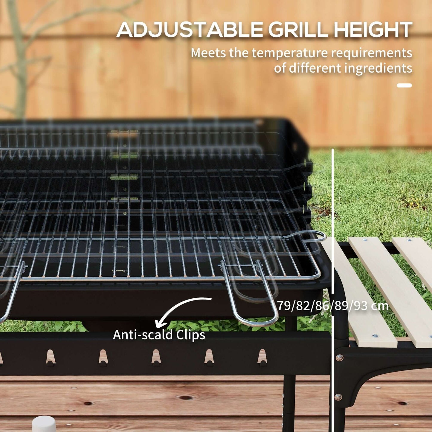 Outsunny Charcoal Barbecue BBQ Grill Trolley W/ 5-level Grill Height Ash Catcher