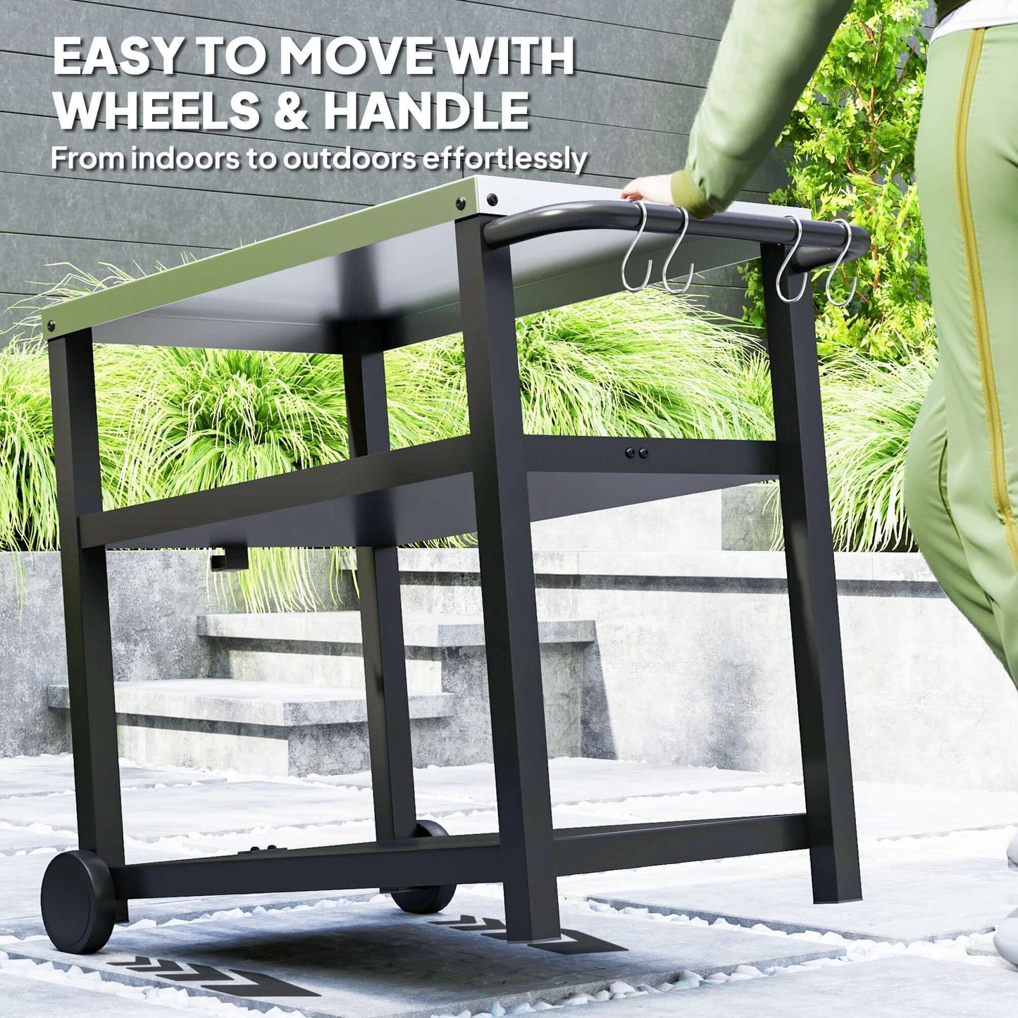 Outsunny Outdoor BBQ Table with 2-Tier Shelf, Outdoor Kitchen, Charcoal Grey