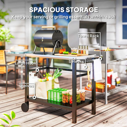 Outsunny Outdoor BBQ Table with Shelf, Outdoor Kitchen, Charcoal Grey