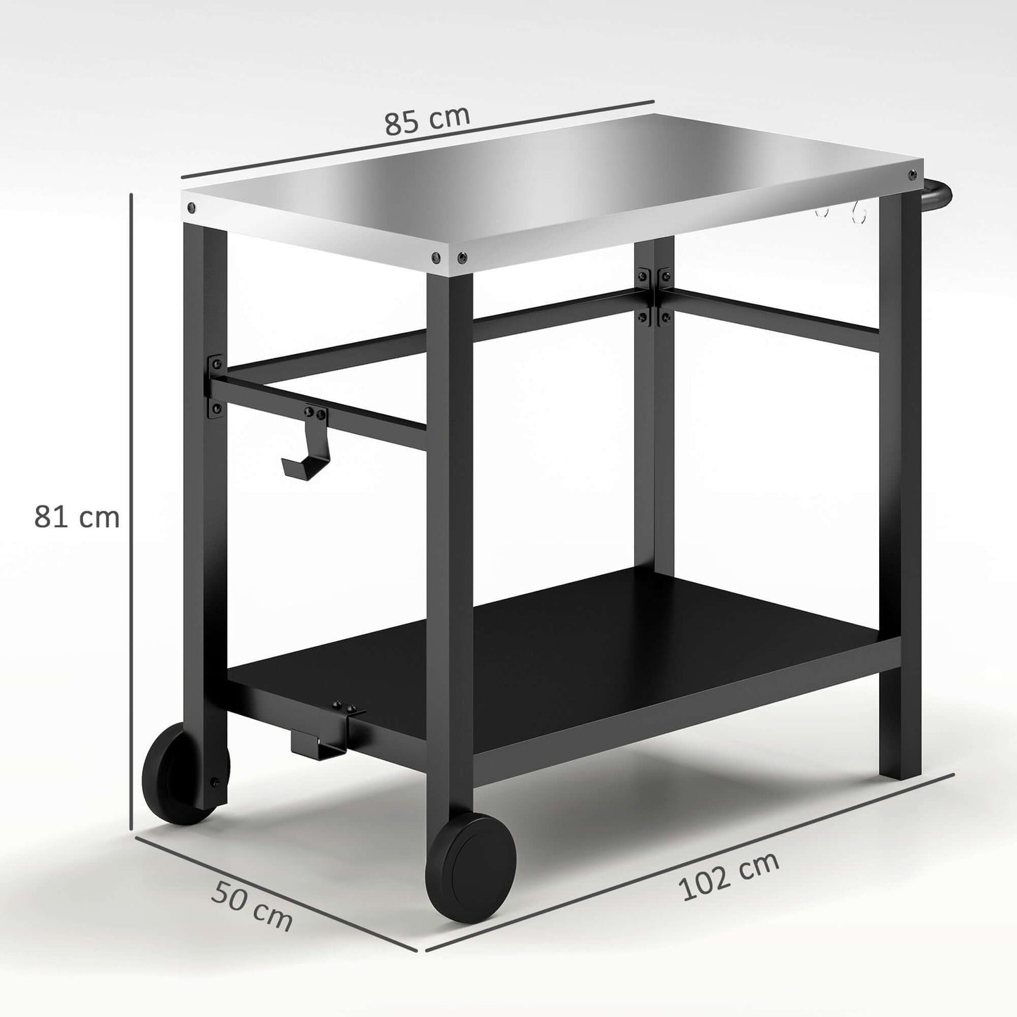 Outsunny Outdoor BBQ Table with Shelf, Outdoor Kitchen, Charcoal Grey