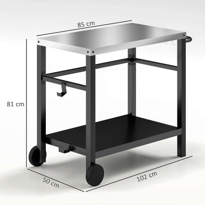 Outsunny Outdoor BBQ Table with Shelf, Outdoor Kitchen, Charcoal Grey