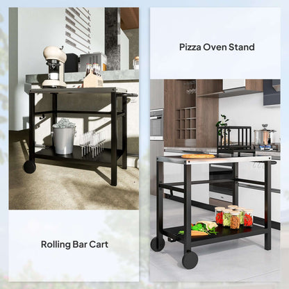 Outsunny Outdoor BBQ Table with Shelf, Outdoor Kitchen, Charcoal Grey