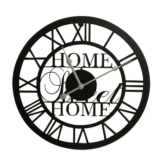 Home Sweet Home Black Metal Clock - 40Cm