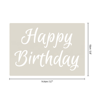 Celebration Script Message Set 1,Happy Birthday, Happy Anniversary & Congratulations, A6 Craft & Cake Decorating Stencil, Reusable Mylar for Cakes, Cards, & Crafts