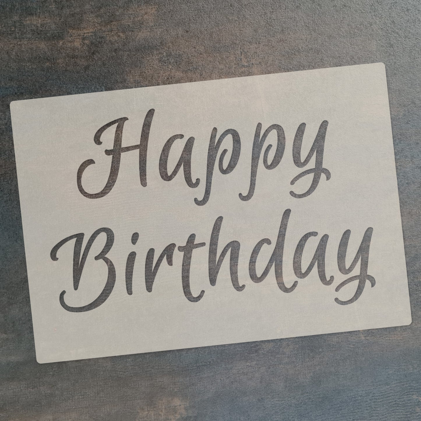 Celebration Script Message Set 1,Happy Birthday, Happy Anniversary & Congratulations, A6 Craft & Cake Decorating Stencil, Reusable Mylar for Cakes, Cards, & Crafts