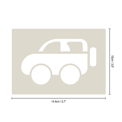 Cute Car Stencil Set 4pc featuring 4 cute cars: saloon, convertible, sports and SUV/4x4, A6 Reusable Mylar Templates for Walls, Cakes, Crafts, Cards & More